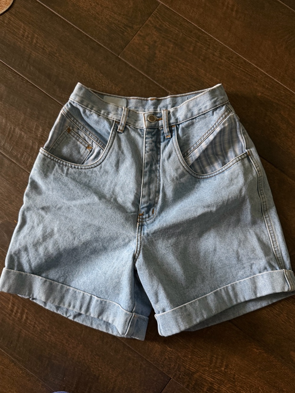 bill blass Light Blue Cuffed Denim Shorts